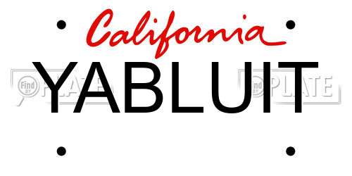 YABLUIT California License Plate