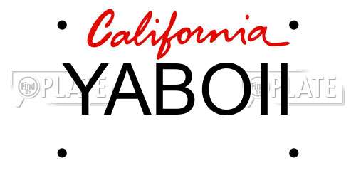 YABOII California License Plate