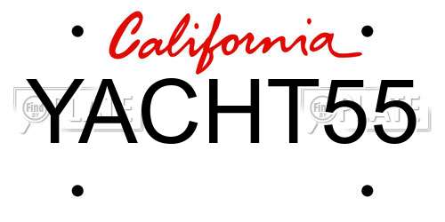 YACHT55 California License Plate