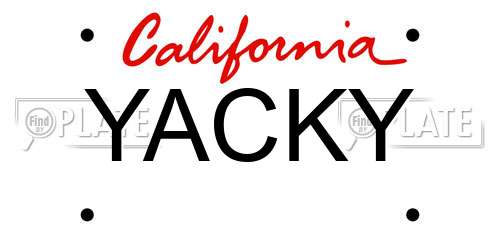YACKY California License Plate