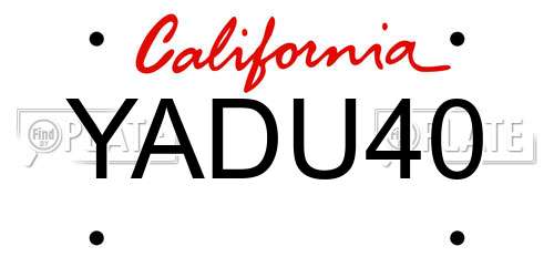 YADU40 California License Plate