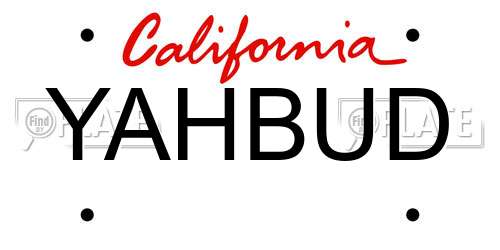 YAHBUD California License Plate