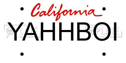 YAHHBOI California License Plate