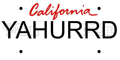 YAHURRD California License Plate