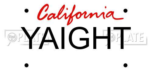 YAIGHT California License Plate