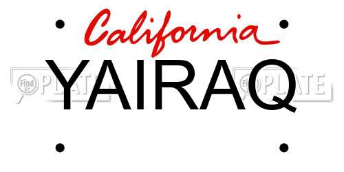 YAIRAQ California License Plate