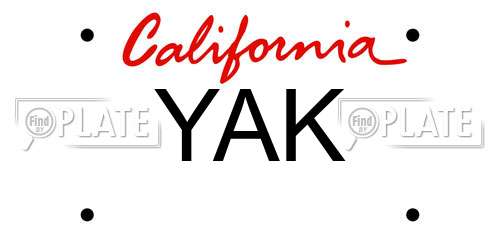 YAK California License Plate