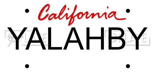YALAHBY California License Plate