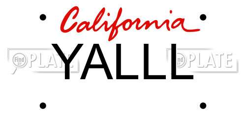 YALLL California License Plate