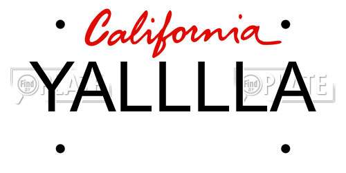 YALLLLA California License Plate