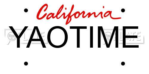 YAOTIME California License Plate
