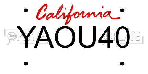 YAOU40 California License Plate