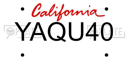 YAQU40 California License Plate