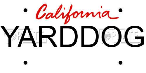 YARDDOG California License Plate