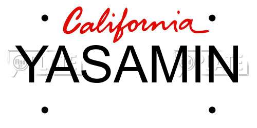 YASAMIN California License Plate
