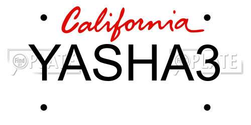 YASHA3 California License Plate
