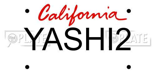 YASHI2 California License Plate