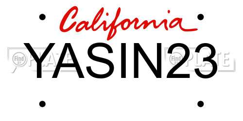 YASIN23 California License Plate
