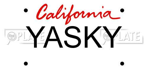 YASKY California License Plate