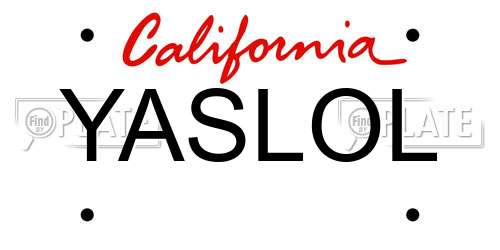 YASLOL California License Plate