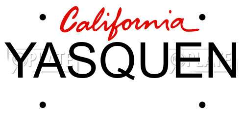 YASQUEN California License Plate