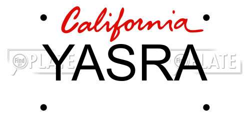 YASRA California License Plate