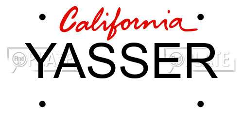 YASSER California License Plate
