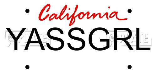 YASSGRL California License Plate