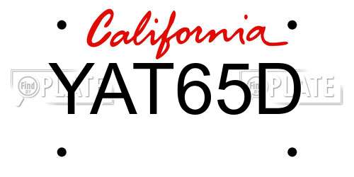 YAT65D California License Plate