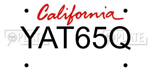 YAT65Q California License Plate