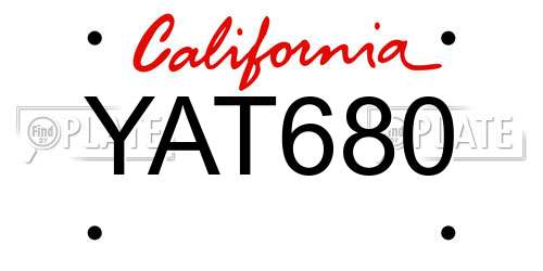 YAT680 California License Plate