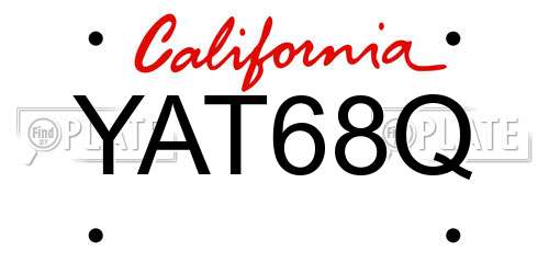 YAT68Q California License Plate