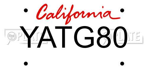 YATG80 California License Plate