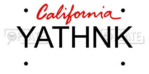 YATHNK California License Plate