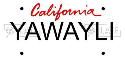 YAWAYLI California License Plate
