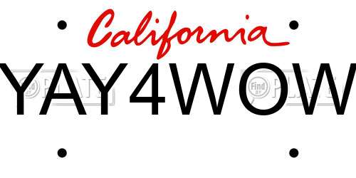 YAY4WOW California License Plate