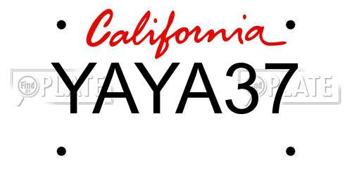 YAYA37 California License Plate
