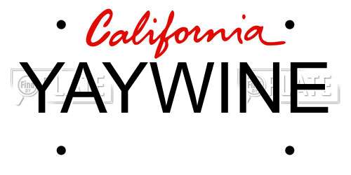 YAYWINE California License Plate