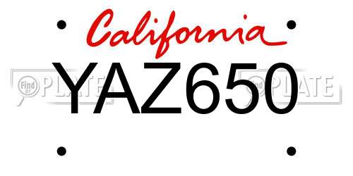 YAZ650 California License Plate