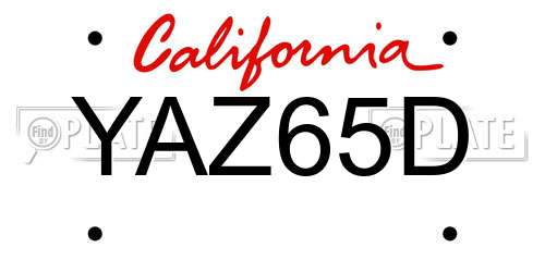 YAZ65D California License Plate