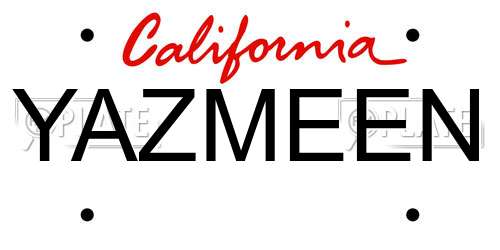 YAZMEEN California License Plate