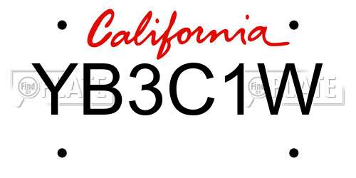 YB3C1W California License Plate
