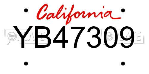 YB47309 California License Plate