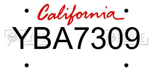 YBA7309 California License Plate