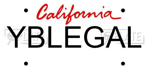 YBLEGAL California License Plate