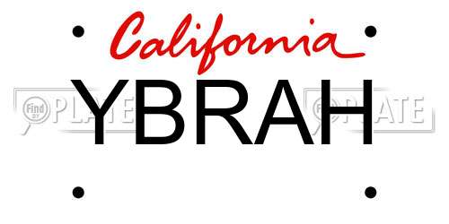 YBRAH California License Plate