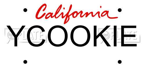 YCOOKIE California License Plate