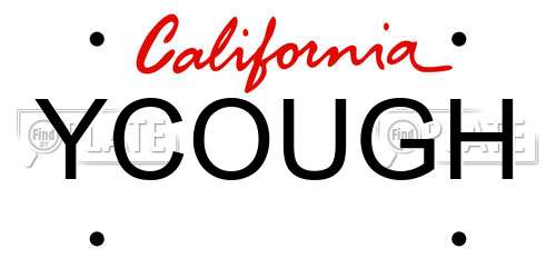 YCOUGH California License Plate
