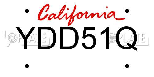 YDD51Q California License Plate