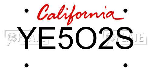 YE5O2S California License Plate